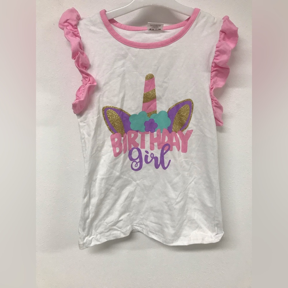 Little Girl Toddler Cap Sleeve Unicorn Party Birthday Girl Party Top